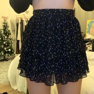 ZARA black polka dot flowy skort